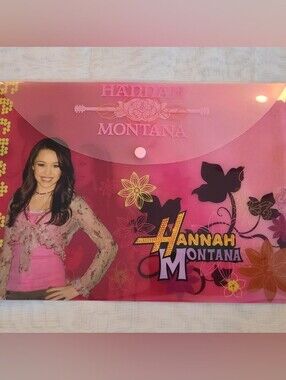 New Hannah Montana Plastic Snap Folder - Pink